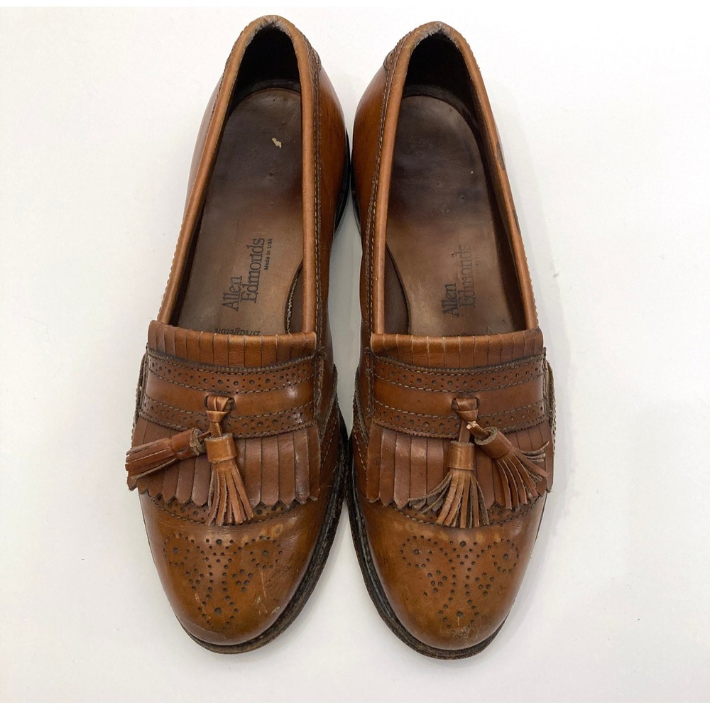 Vtg Allen Edmonds Bridgeton 5069 Brown Leather Kiltie Tassel Dress Shoes Mens 9D